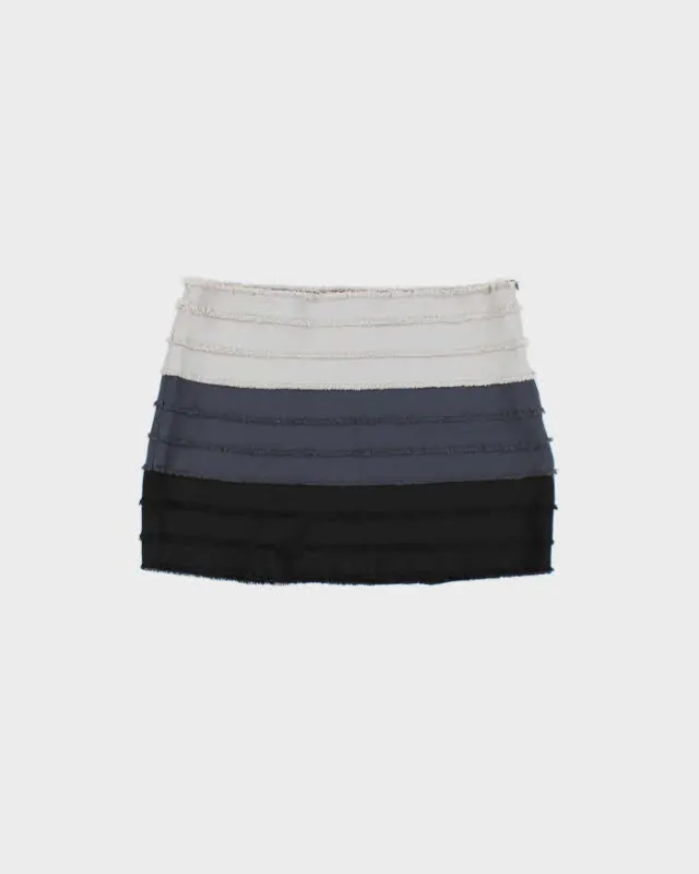 Vintage Y2k 2000s Bebe Ombre Tiered Raw Edge Mini Skirt - S made by Rokit
