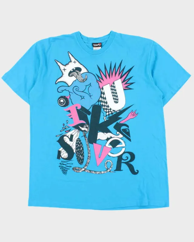 Vintage Y2K 00s Quiksilver Aqua Heavyweight Made In USA Crewneck T-Shirt - XL made by Rokit