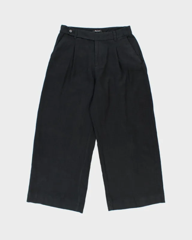 Madewell Women's Black 'The Harlow' Pleated Linen Ultra Wide Leg Trousers - W30 L27 made by Rokit