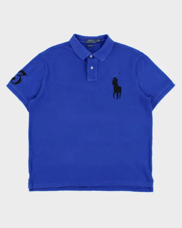 Vintage Polo Ralph Lauren Big Pony #3 Custom Slim Fit Short Sleeve Polo Shirt - L made by Ralph Lauren
