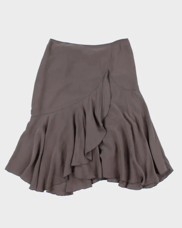 Vintage 2000s Nougat Silk Pin Hem Skirt - XS made by Rokit