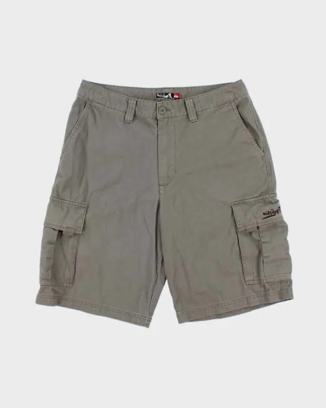 Vintage Y2K 00s Quiksilver Heavyweight Khaki Relaxed Fit Baggy Cargo Shorts - W33 made by Rokit