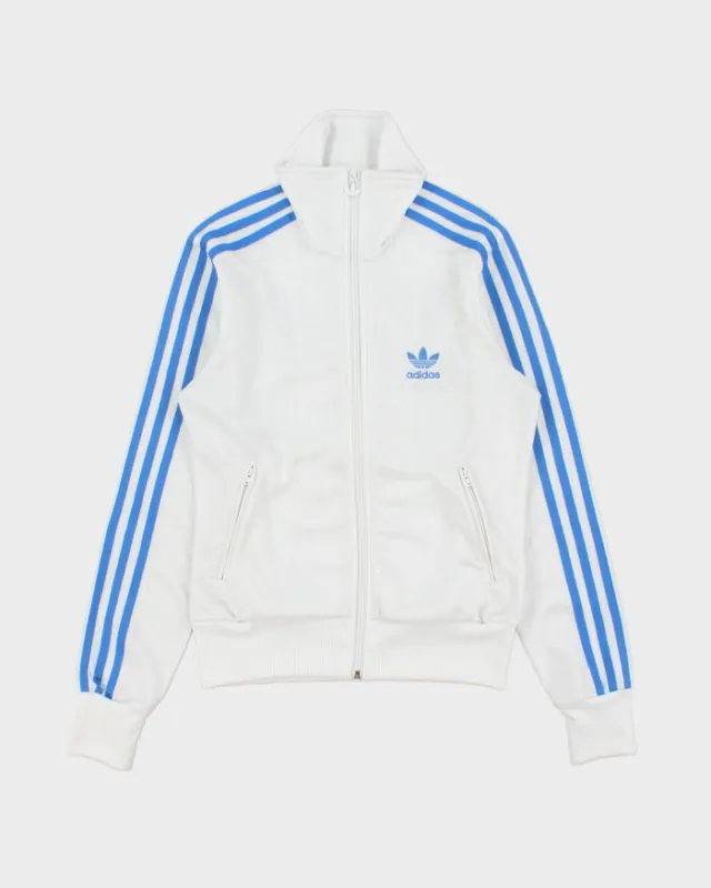 Vintage Y2K Adidas Originals White Women's Funnel-Neck Firebird Track Jacket - S made by Adidas