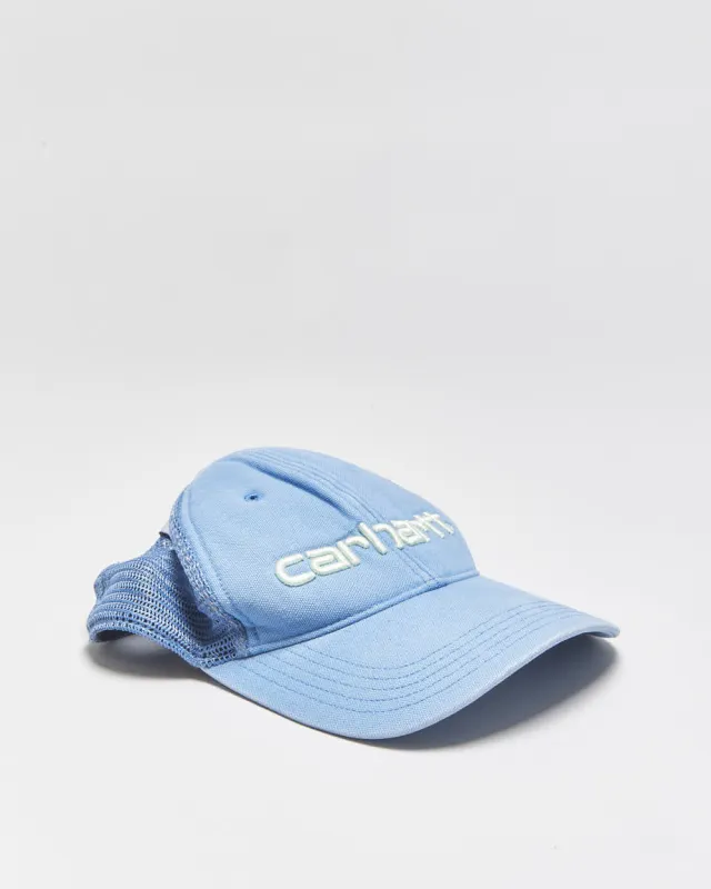 Vintage Carhartt Sky Blue Canvas Embroidered Mesh Back Trucker Hat - OS made by Carhartt