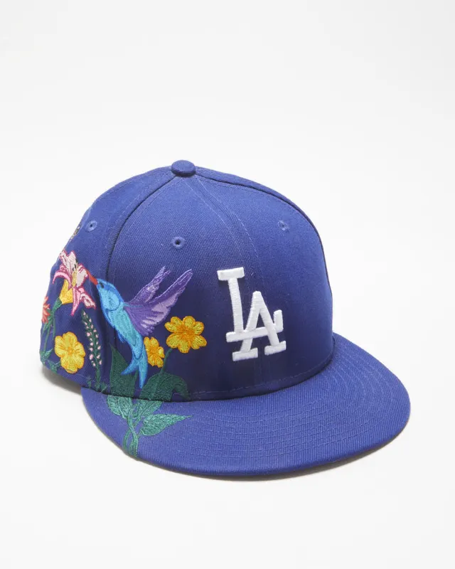 Vintage New Era LA Dodgers Royal Blue 'Blooming' MLB Fitted Baseball Cap - 7 1/4 made by Rokit