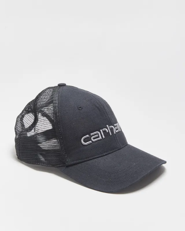 Vintage Carhartt Canvas Mesh Back Logo Curve Brim Trucker Hat - OS made by Carhartt