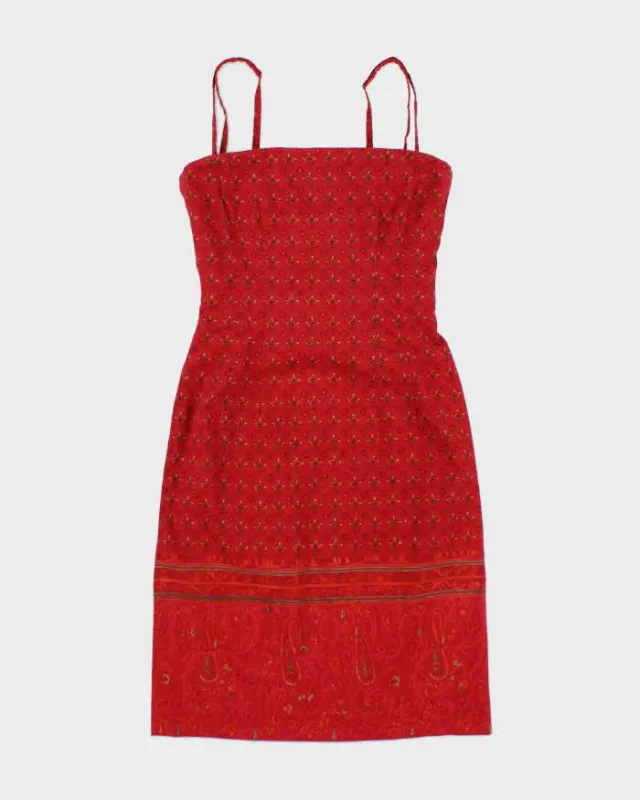 Vintage 1990s Ralph Lauren Paisley Pattern Structured Cotton Bandeau Dress - S made by Ralph Lauren