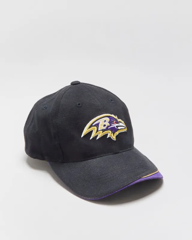 Vintage Y2K 00s Reebok Baltimore Ravens Embroidered Canvas NFL Pro Line Velcro Baseball Cap - OS made by Rokit