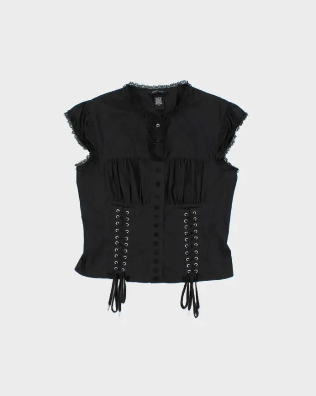 Vintage 2000s Moda International Lace-up Ruched Detail Blouse - S made by Rokit