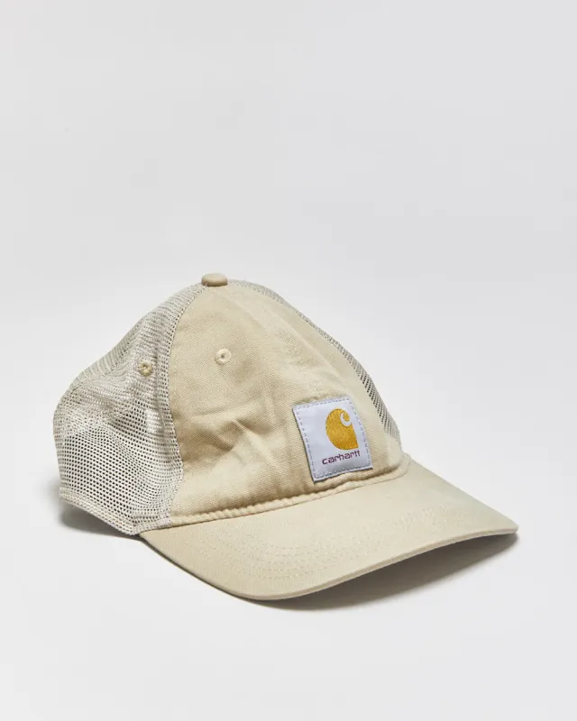 Vintage Carhartt Desert Khaki Canvas Mesh Back Trucker Hat - OS made by Carhartt