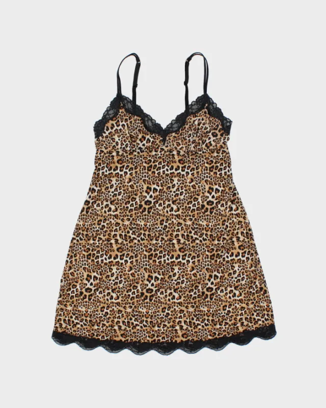 Vintage Y2k 2000s La Senza Leopard Print Slinky Slip Dress - S made by Rokit