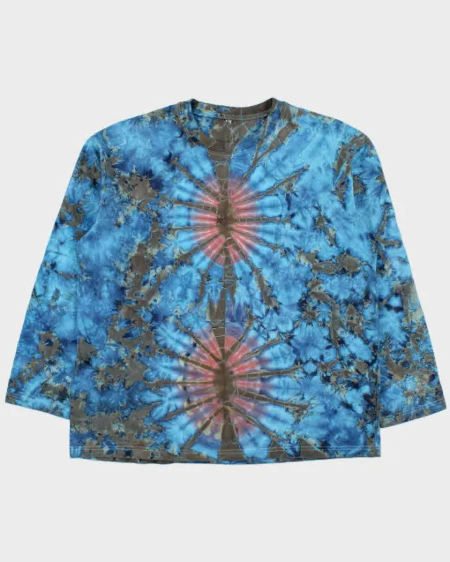 Vintage Y2K 00s Heavyweight Tie-Dye Long Sleeve Crewneck T-Shirt - L made by Rokit