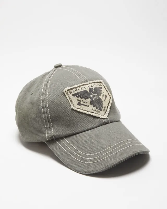 DS Vintage Harley Davidson Khaki Contrast Stitch Canvas Patch Aviator Baseball Cap - OS made by Harley-Davidson