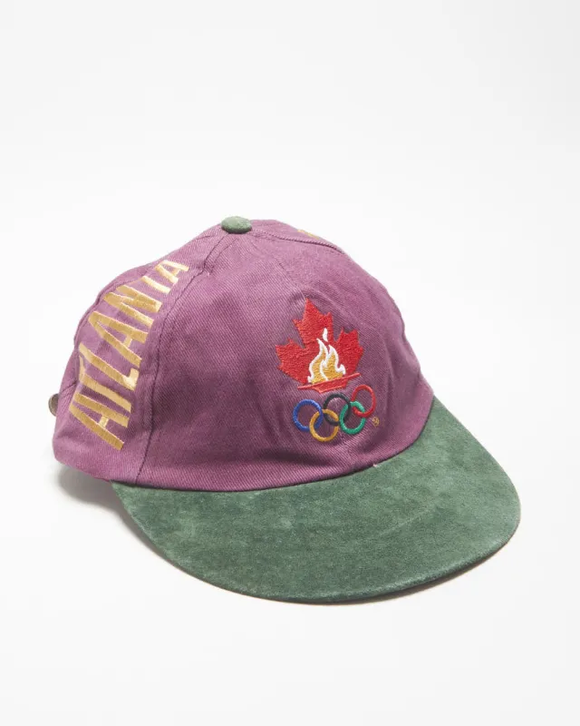 DS Vintage 1996 Atlanta Olympics Suede Paisley Flat Brim Leather Strap Baseball Cap - OS made by Rokit