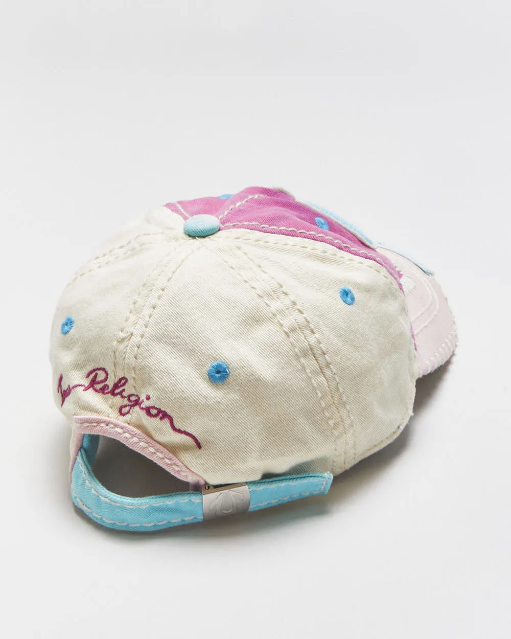 Vintage Y2K 00s True Religion Distressed Contrast Stitch Patch Canvas Baseball Cap - OS sold by Rokit product image thumbnail 2