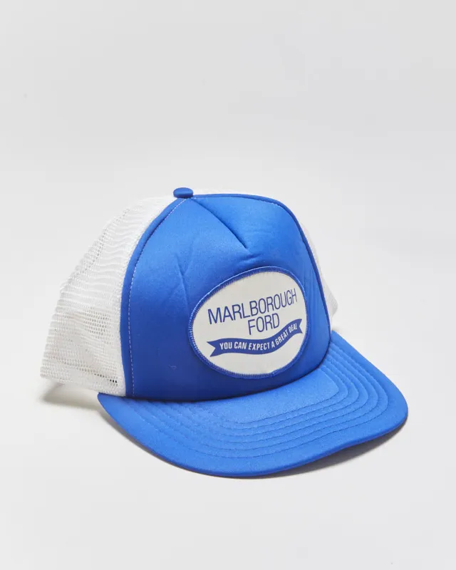 DS Vintage 1980s Marlborough Ford Dealership Alberta Patch Flat Brim Trucker Hat - OS made by Rokit