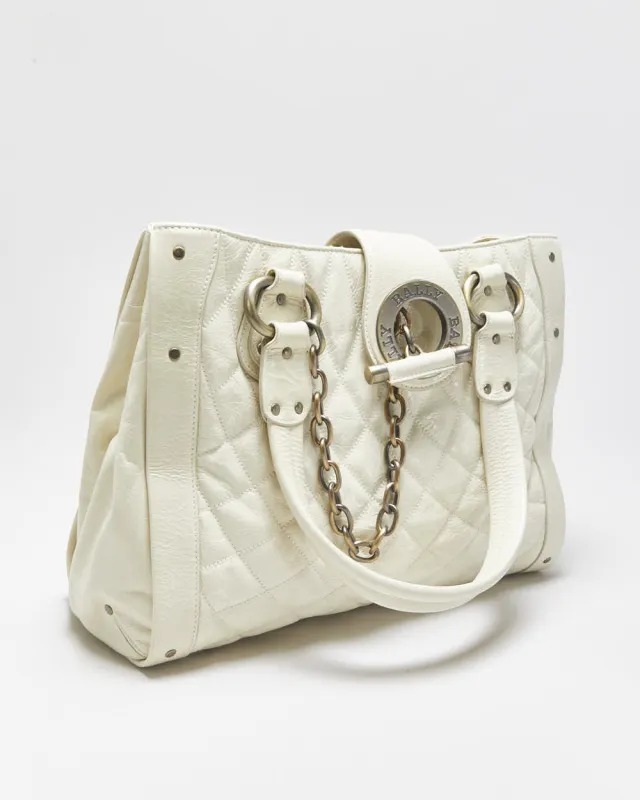 Vintage Y2k 2000s Bally T Bar Detail Quilted Leather Handbag made by Bally