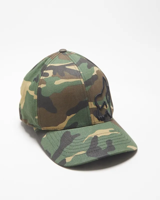 Vintage Fox Racing Woodland Camo Embroidered FlexFit Canvas Baseball Cap - L/XL made by Rokit