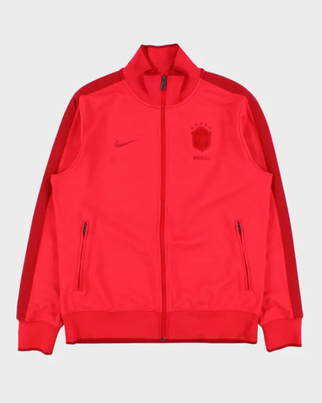 Vintage Nike (Red) Brasil CBF 2010 FIFA World Cup Football Track Jacket - L made by Nike
