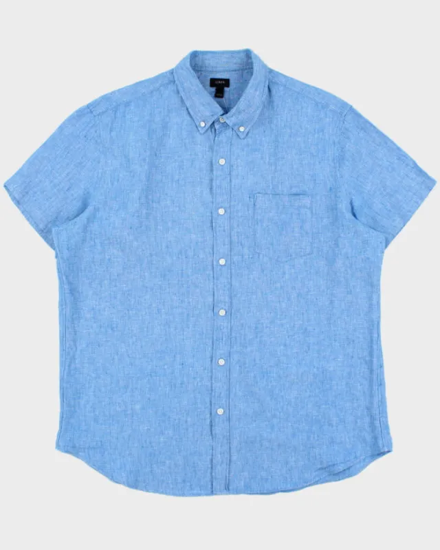 Vintage J. Crew Pure Linen Relaxed Fit Short Sleeve Shirt - XL made by J. Crew