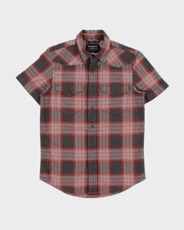 Vintage Filson Plaid Pearl Snap Button Short Sleeve Western Trim Fit Shirt - XS made by Filson