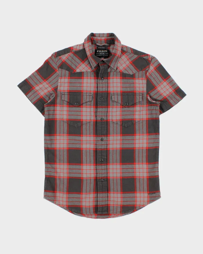 Vintage Filson Plaid Pearl Snap Button Short Sleeve Western Trim Fit Shirt - XS sold by Rokit