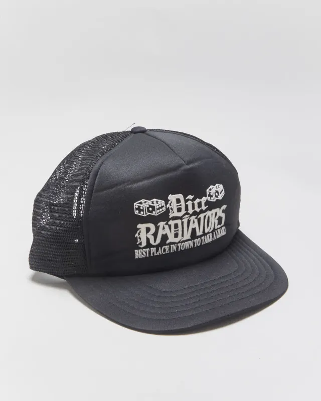 Vintage 1990s Dice Radiators Alberta Felt Logo Flat Brim Trucker Hat - OS made by Rokit