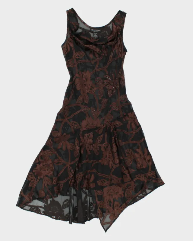 Vintage 1990s Connected Apparel Mesh Cowl Neck Velvet Detail Dress - S made by Rokit