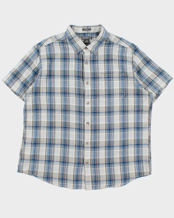 Vintage Eddie Bauer Plaid Linen-Look Cotton Classic Fit Short Sleeve Shirt - XL sold by Rokit