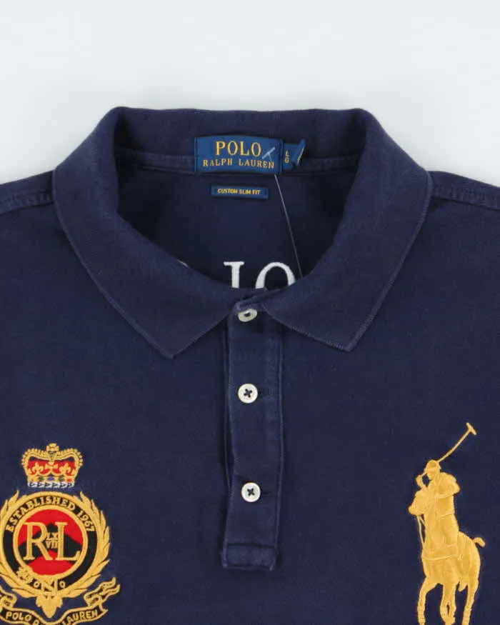 Vintage Polo Ralph Lauren Big Pony #3 Embroidered Custom Slim Fit Striped Short Sleeve Polo Shirt - L sold by Rokit product image thumbnail 5