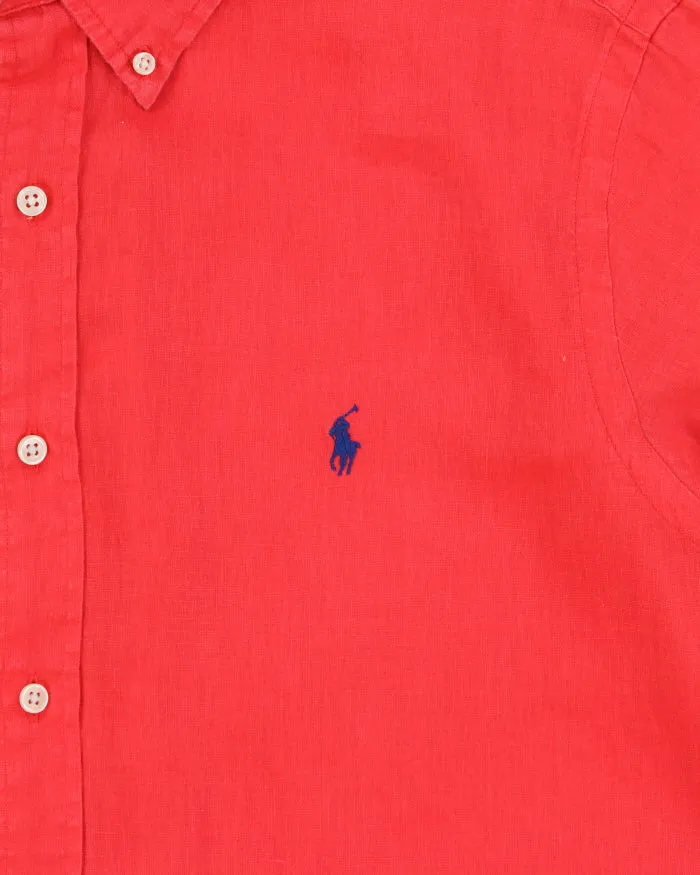 Vintage Ralph Lauren Coral Linen Classic Fit Short Sleeve Shirt - L sold by Rokit product image thumbnail 4