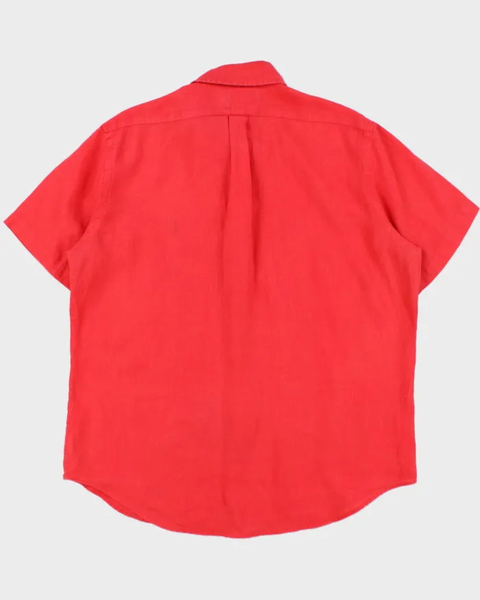 Vintage Ralph Lauren Coral Linen Classic Fit Short Sleeve Shirt - L sold by Rokit product image thumbnail 2