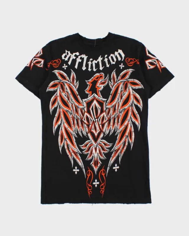 Vintage Y2K 00s Affliction Georges St-Pierre Rush Signature Series Distressed Crewneck T-Shirt - M made by Rokit