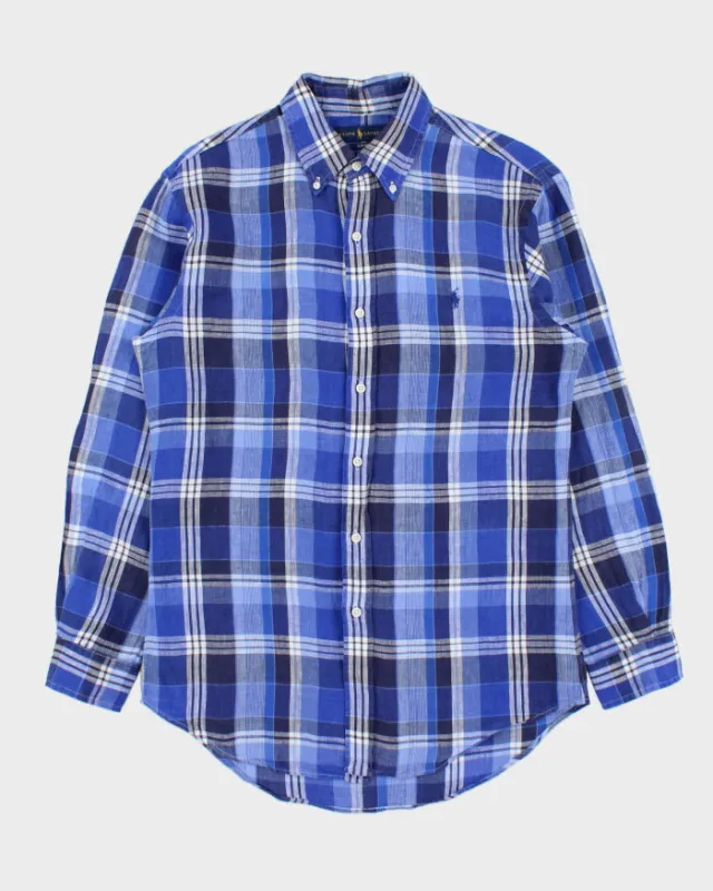 Vintage Ralph Lauren Plaid Linen Slim Fit Long Sleeve Shirt - M made by Ralph Lauren