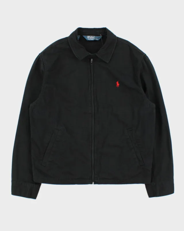 Vintage Y2K 00s Polo Ralph Lauren Black Canvas Twill Harrington Jacket - L made by Ralph Lauren