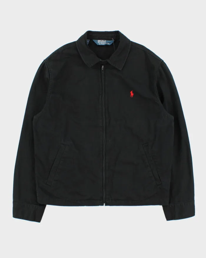 Vintage Y2K 00s Polo Ralph Lauren Black Canvas Twill Harrington Jacket - L sold by Rokit