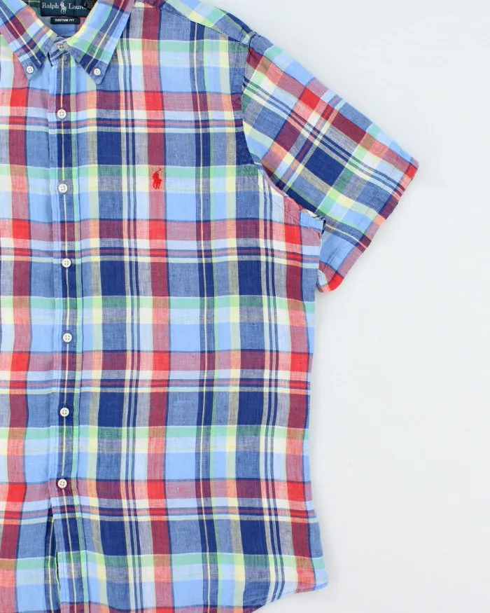 Vintage Y2K 00s Ralph Lauren Plaid Linen Custom Fit Short Sleeve Shirt - XL sold by Rokit product image thumbnail 3