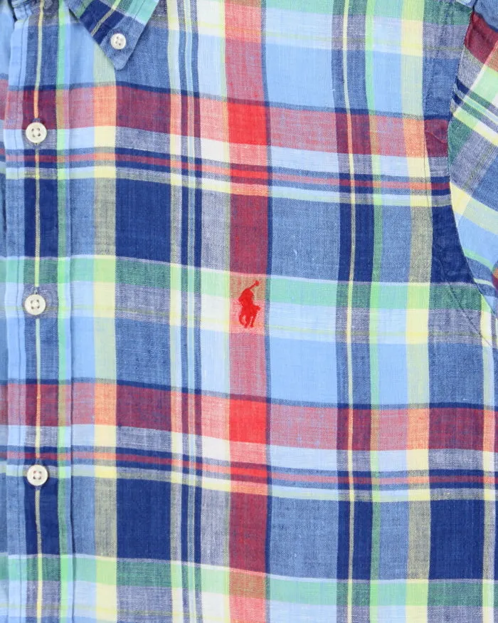 Vintage Y2K 00s Ralph Lauren Plaid Linen Custom Fit Short Sleeve Shirt - XL sold by Rokit product image thumbnail 4