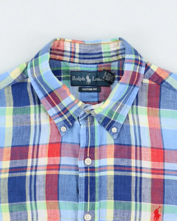Vintage Y2K 00s Ralph Lauren Plaid Linen Custom Fit Short Sleeve Shirt - XL sold by Rokit product image thumbnail 5