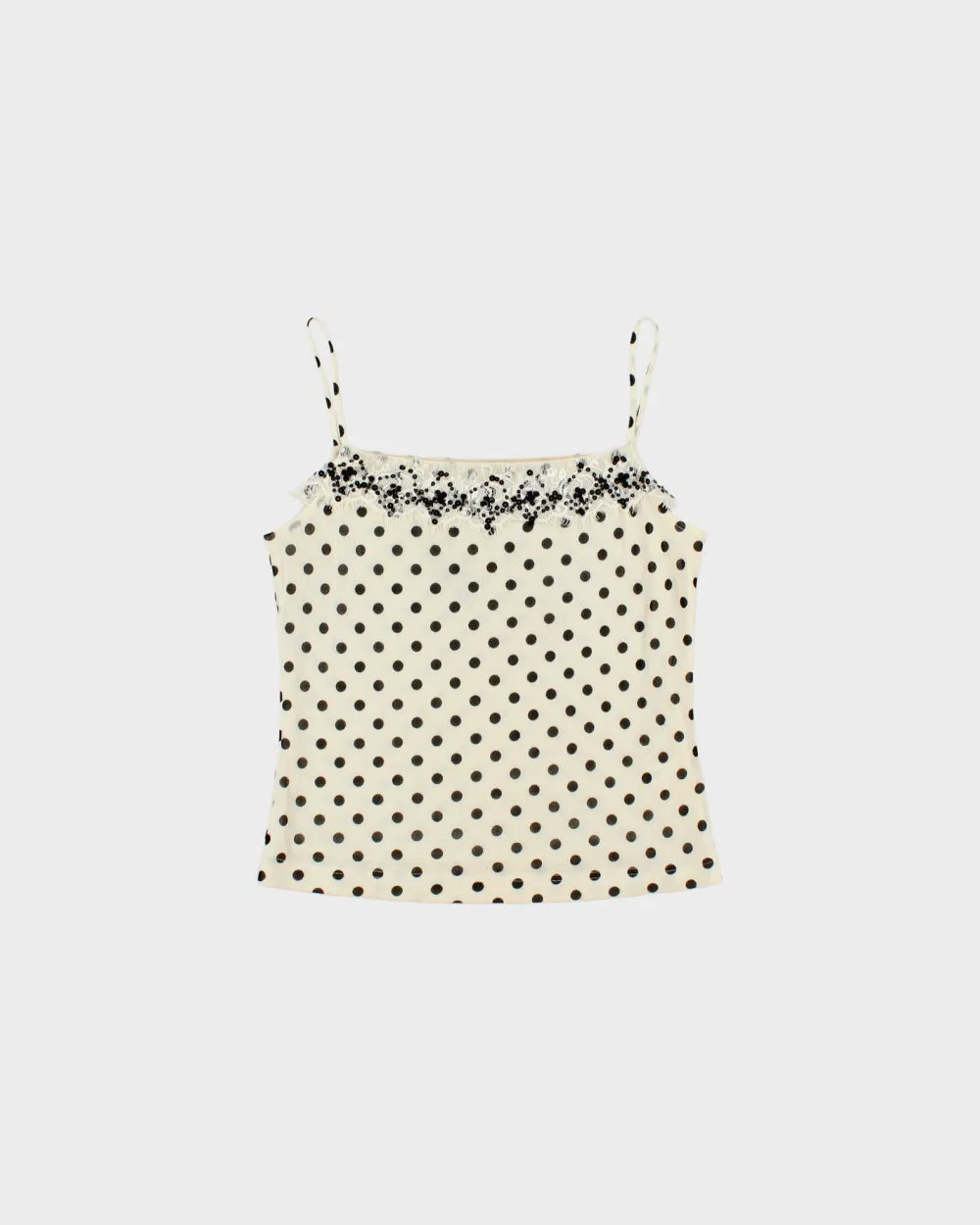 Vintage Y2K 2000s Girdear Polka Dot Double Mesh Beaded Cami - S sold by Rokit