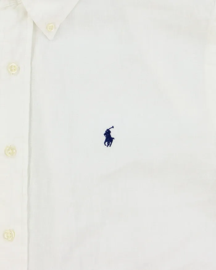Vintage Ralph Lauren White Ocean Wash Linen Classic Fit Short Sleeve Shirt - L sold by Rokit product image thumbnail 4