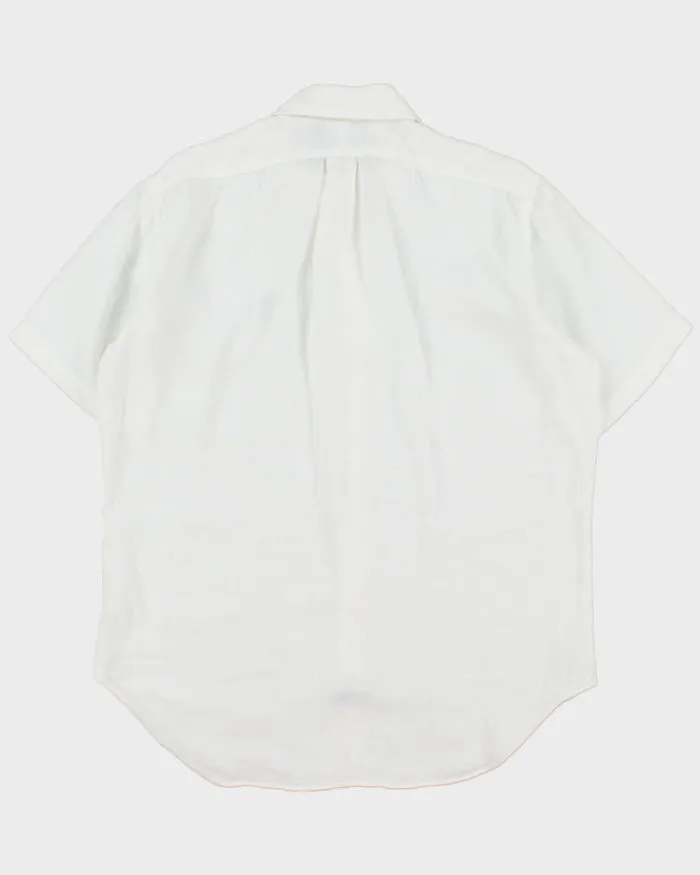 Vintage Ralph Lauren White Ocean Wash Linen Classic Fit Short Sleeve Shirt - L sold by Rokit product image thumbnail 2
