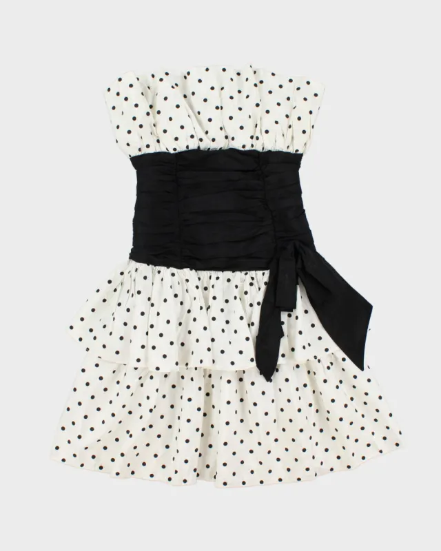 Vintage 1980s Positively Ellyn Union Made In USA Polka Dot Tired Ruched Waist Dress - S made by Rokit