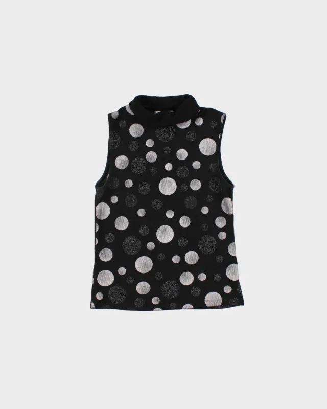 Vintage 1990s Monella Metallic Sparkly Spotty High Neck Top - S made by Rokit