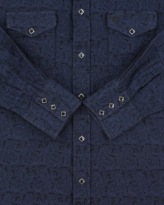 Vintage Wrangler 'George Strait Troubadour Collection' Diamond Snap Button Long Sleeve Paisley Western Shirt - L sold by Rokit product image thumbnail 4