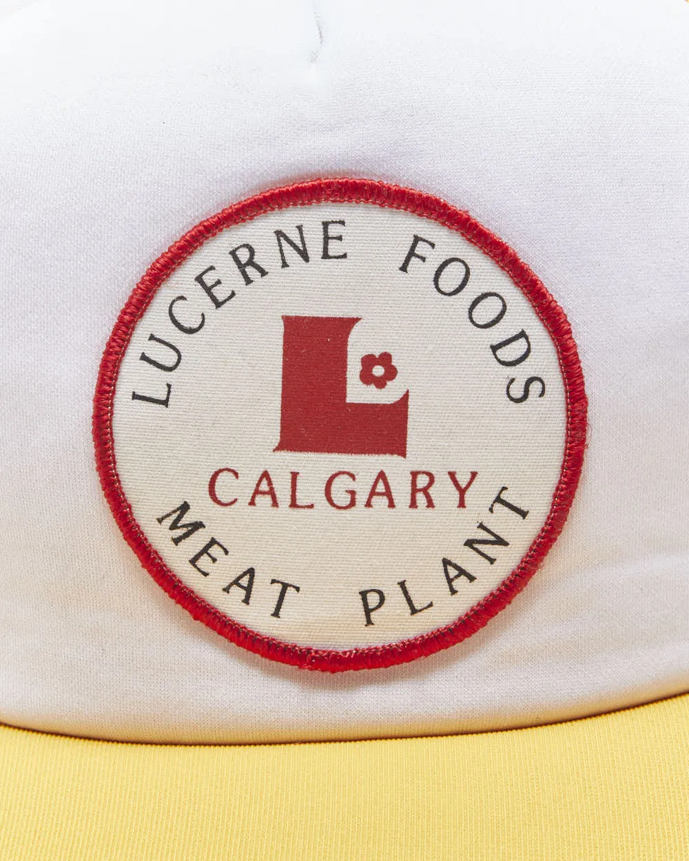 Vintage 1980s Lucerne Foods Calgary Striped Patch Flat Brim Trucker Hat - OS sold by Rokit product image thumbnail 3