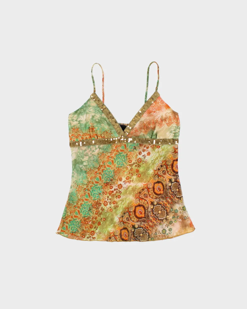 Vintage Y2K 2000s Icon U.S.A Semi Sheer Sequin Detail Cami Top - S sold by Rokit