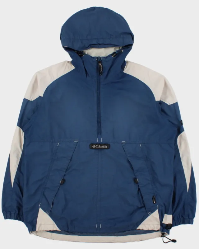 Vintage 1990s Columbia Two-Tone Tech Shell Packable Half-Zip Hooded Windbreaker Jacket - L made by Columbia