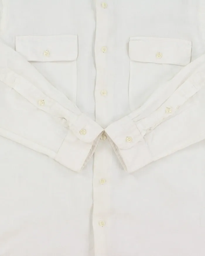 Vintage Y2K 00s Polo Ralph Lauren Ocean Wash Linen Patch Pocket Relaxed Fit Long Sleeve Shirt - L sold by Rokit product image thumbnail 4
