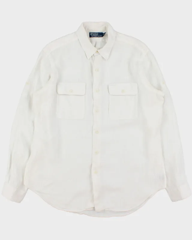 Vintage Y2K 00s Polo Ralph Lauren Ocean Wash Linen Patch Pocket Relaxed Fit Long Sleeve Shirt - L made by Ralph Lauren